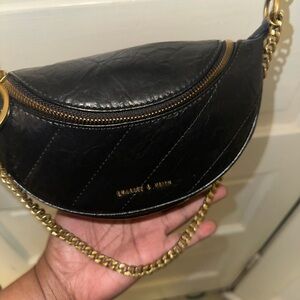 Charles & Keith Wrinkled Leather Crossbody Bag -NEW